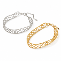 Bracelet jonc large tressé fait main en argent sterling S925 plaqué or avec perles, ajustable, pour femme, cadeau tendance 2026