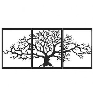 Escultura de Pared de Metal con Silueta del Árbol de la Vida, Adorno Colgante de Hierro Negro para Decoración del Hogar y Sala de Estar - Product Image 3