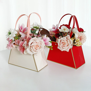 Ramo de rosas de San Valentín, bolsa de regalo, embalaje de <span class=keywords><strong>arreglo</strong></span> <span class=keywords><strong>floral</strong></span>, cajas de cartón de flores de boda con mango - Product Image 5