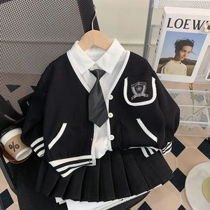 Venta Directa de Fábrica, Conjunto de Ropa Infantil Otoño 2025, Estilo Preppy, Chaqueta, Camisa Blanca y Falda para <span class=keywords><strong>Niñas</strong></span>, Conjunto de 3 Piezas - Product Image 6