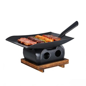 Assiette de service noire mate pour cuisinière ouverte, chauffage à l'alcool, conservation de la chaleur, plat de cuisine individuel - Product Image 1