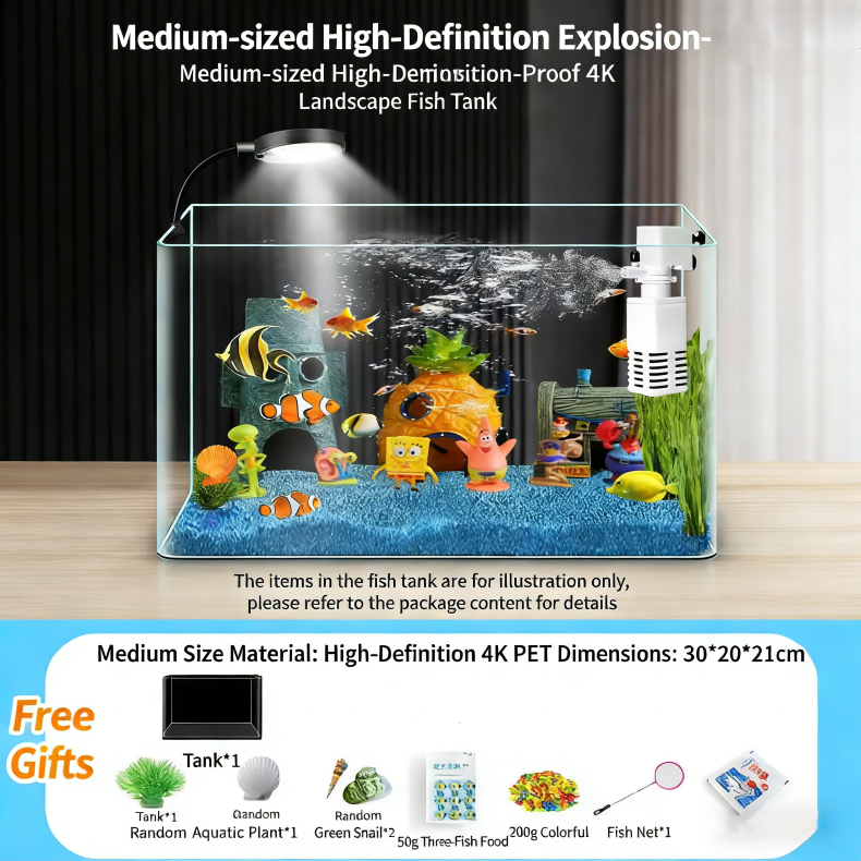 Large square table top fish tank feeder package