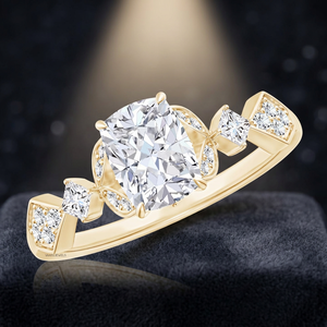 Anillo Solitario de Diamante Cultivado en Laboratorio de Primera Calidad, Corte Cojín, Certificado IGI, Oro de 10K, 14K, 18K, Plata 925, 935 - Product Image 1