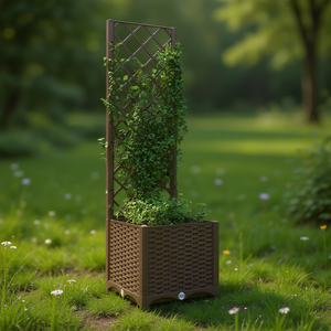 Jardinière Treillis 15,7x15,7x53,5 pouces en PP Marron Résistant aux UV pour Jardin et Cour - Product Image 2