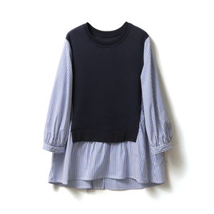 Manches Ststeelblouse Tops Femmes <span class=keywords><strong>Faux</strong></span> Deux Pièces Chemises Long Sleespringtsteel Top Vente Article <span class=keywords><strong>Col</strong></span> Rond Lâche Logo Personnalisé - Product Image 1