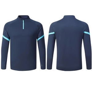 Ensemble de survêtement de football d'hiver à manches longues pour hommes et femmes, en polyester et élasthanne, col rond uni, achat en gros, uniforme de match à demi-zip - Product Image 3