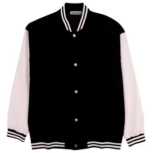 High Quality Stock Printing Black Men Plain Blank Varsity Letterman Jackets Men's Baseball Jacket