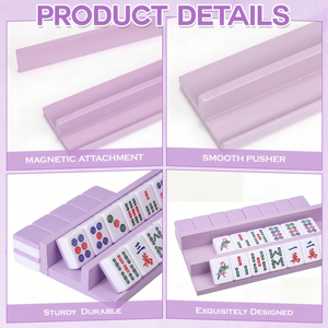 Purple Acrylic Mahjong Rack with Magnetic Pusher Smooth Mahjong Holder Durable Game Table Accessory - Product Image 1