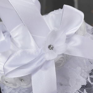 Favores de fiesta de boda para invitados Diamante de imitación Rosa Flor Patrón Cinta Lazo Encaje blanco Mujer Niñas Mujeres Novia Cestas de boda - Product Image 6
