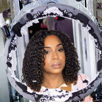 Perruque à Ondes Profondes de Style Européen et Américain FX-HA67, Petite Boucle, Fibre Synthétique Fluffy, Coiffure Explosive Noire, Perruques Courtes - Vente en Gros