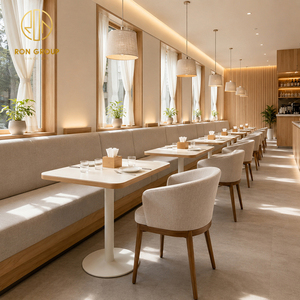 Ensemble de mobilier commercial Ron Group, sièges de banquettes personnalisés, chaise rembourrée en tissu, table carrée en bois massif pour <span class=keywords><strong>restaurant</strong></span> - Product Image 2