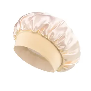 Bonnet en satin pour femme, bonnet de nuit pour le soin des cheveux, bonnets en soie, bonnet de nuit à large bord avec bande élastique douce - Product Image 4