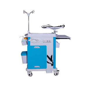 Chariot médical réglable avec roulettes pour médecin, réglable, de haute qualité, en blanc, avec tiroirs pour urgence, nouveau - Product Image 4