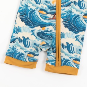 Combinaison pour bébé garçon Miozing Summer Beach Wave Print Bamboo - Douce, respirante, écologique, fermeture éclair bidirectionnelle, en stock - Product Image 6