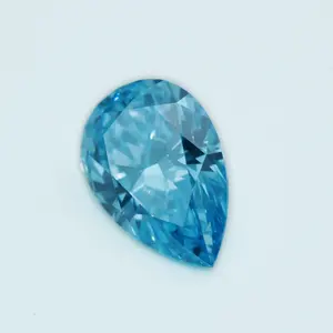 Wholesale excellent 5*8 mm 1.01carat vs1 clarity pure pear cut cvd lab-created fancy blue diamond