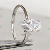 1 Karat Marquise Vier-Krappen-Solitär Ehering mit schlichtem Band, Labor-Diamant, 14K/18K Massivgold, IGI-zertifiziert, CVD/HPHT, individuell anpassbar