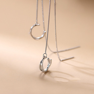<span class=keywords><strong>Boucle</strong></span> <span class=keywords><strong>d</strong></span>'<span class=keywords><strong>oreille</strong></span> manchette non-percée couleur <span class=keywords><strong>argent</strong></span> avec pampille en cristal pour femme, bijou de piercing de cartilage avec chaîne en strass brillant - Product Image 3
