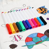 Ensemble de 12 marqueurs permanents pour tissu, pointe de 2 mm, lavables, stylo textile pour la peinture sur vêtements, t-shirts, chaussures, non toxiques