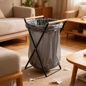Garbage Bag Holder X-Shaped Foldable Portable <b>Kitchen</b> <b>Storage</b> <b>Rack</b> Black Customizable Color - Product Image 3