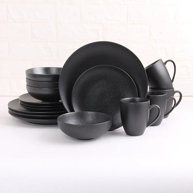 Bán Buôn Nhật Bản Phong Cách Phương Tây Gốm Sứ Đen Matte Châu Âu Retro Tấm Bowls Nhà Hàng Trang Trí Đồ Ăn