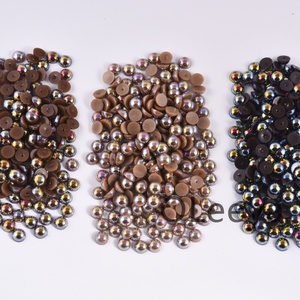Perles demi-rondes en plastique OLeeya en gros, couleur bleu océan AB, perles lâches sans eau pour la décoration de chaussures, gobelets et artisanat - Product Image 4