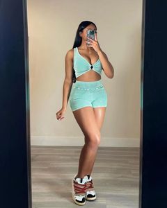 Nuovi arrivi estate 2024 Boutique S-2XL <span class=keywords><strong>Top</strong></span> Crop Hot Sexy moda due pezzi Shorts Set - Product Image 4