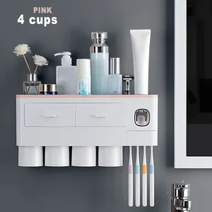 Bathroom Tooth Brush Holder Storage Organizer Toothbrush Holders With Toothpaste Dispenser Wall