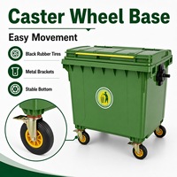 Conteneur à déchets extérieur robuste en plastique HDPE 1100L à 4 roues avec couvercles pour appels d'offres gouvernementaux