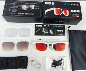 แว่นตาอัจฉริยะ AIMB-G3 พร้อมกล้อง AI แปลภาษาอัตโนมัติ บันทึกวิดีโออัจฉริยะ โต้ตอบได้อย่างชาญฉลาด แว่นกันแดดบลูทูธ เลนส์หลายแบบ - Product Image 3