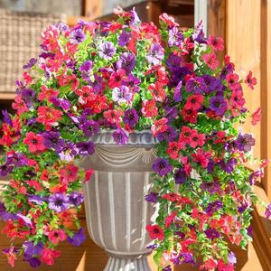 Guirlandes artificielles Mori Hanayuki, fleurs en plastique violettes et rouges, décorations de jardin d'extérieur - Product Image 3