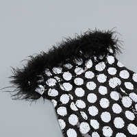 Robe mini crayon de haute qualité à pois et paillettes, antistatique, avec taille naturelle, moderne, pour soirée d'été et bal de promo