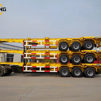 Semi-remorque squelette extensible à 3 essieux, 20-40 pieds, 50 tonnes, pour transport de conteneurs portuaires