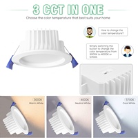 Lampu Downlight LED Eropa 12W 3 CCT Bersertifikat CE Peringkat Debu IP44 Dapat Diredupkan Downlight Aluminium untuk Kantor Rumah Hotel Pencahayaan Dalam Ruangan