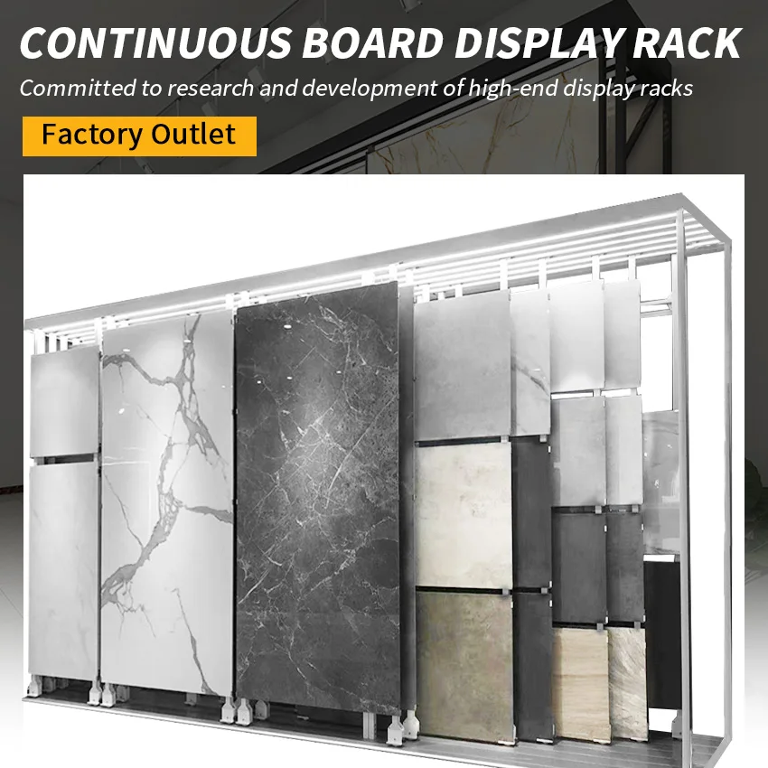 New Arrival Factory Push-Pull Marble Tile Showroom Ceramic Display Rack Stand Metal Stone Sliding Display For Tile Display Stand