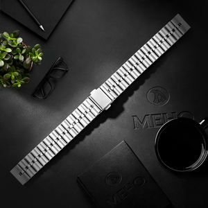 Correa de reloj de acero inoxidable, correa de repuesto plateada para uso informal y de negocios - Product Image 1