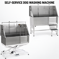 Baignoire de toilettage pour chiens en acier inoxydable, hauteur fixe et élévation électrique, pour le nettoyage et la toilettage des animaux de compagnie
