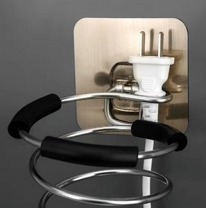 Support de rangement mural en acier inoxydable pour sèche-cheveux, sans perçage, étanche, pour salle de bain - Product Image 3