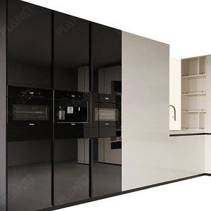 Mueble de Cocina Blanco Brillante, Gabinete de Cocina de MDF y Madera Contrachapada Lacada, Juego de Armarios de Cocina para Apartamento, Pintura de Dos Tonos - Product Image 2