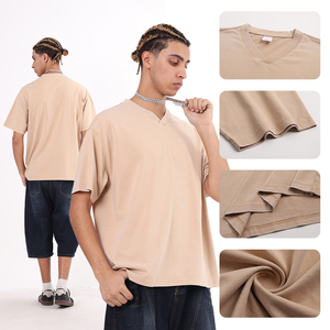 เสื้อยืดวินเทจผู้ชายสั่งทำพิเศษ ผ้าฝ้ายเนื้อหนัก 100% ลายบาติก คอวี ทรงหลวม เทคนิคการซักแบบวอช น้ำหนักผ้า 250 กรัม - Product Image 2