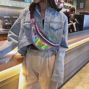 PAXDUN - Riñonera Holográfica de PVC Rosa para Mujer, Riñonera de Moda Transparente con Efecto Láser - Product Image 3