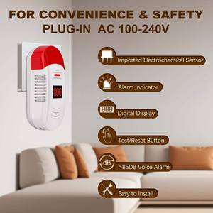 Khí đốt tự nhiên LPG gas Leak <span class=keywords><strong>Detector</strong></span> với báo cháy AC Powered 5-năm cuộc sống làm việc di động cho nhà bếp - Product Image 3