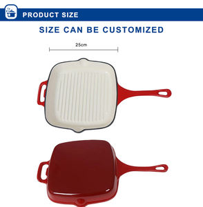 Meilleure vente d'ustensiles de cuisine personnalisables Poêle à frire carrée <span class=keywords><strong>en</strong></span> <span class=keywords><strong>fonte</strong></span> émaillée Poêle antiadhésive avec poignée unique Casserole hollandaise - Product Image 2