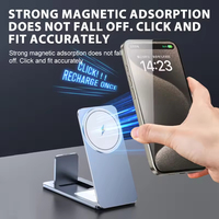 Stasiun Pengisian Daya Nirkabel Magnetik 3-in-1 Ultra-Tipis 15W yang Laris Manis, Pengisi Daya Cepat Portabel dari Aluminium Alloy untuk iPhone
