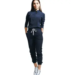 women Long Shirt Designed with wool neckline for elegant sophisticated style front button scrub set hospital uniforms