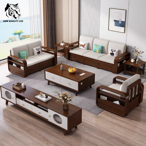 Sofá de diseño moderno, ecológico, en stock, personalizado, de bajo costo, suministro de fábrica, muebles de sala de estar, sofá de madera y tela. - Product Image 6