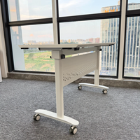 Table de bureau pliable moderne en métal, bureau d'étude, de réunion, d'ordinateur, usage commercial et domestique, installation simple, vente en gros QINGSHUAI