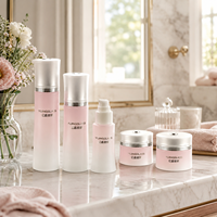 Bouteilles et pots cosmétiques cylindriques haut de gamme en verre à bouchon conique évasé pour ensemble de soins de la peau premium 30g 50g 40ml 100ml 120ml