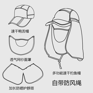 <b>Sun</b> <b>Hat</b> <b>Men</b> Outdoor Fishing UV Protection Foldable Cap Upf 50 Solid Color Polyester Adult <b>Sun</b> Protection <b>Hat</b> - Product Image 2
