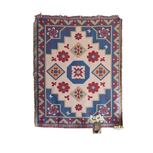 Tapisserie murale en coton de style sud-ouest, motif abstrait, rectangle, décoration intérieure, art tissé avec franges - Product Image 4