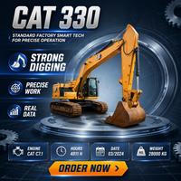 Excavatrice sur chenilles CAT330 2024 d'occasion, faible nombre d'heures de fonctionnement, bon état, engin de construction, moteur